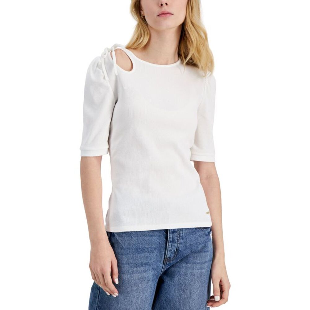 Nine West Elbow-Sleeve Ribbed Top